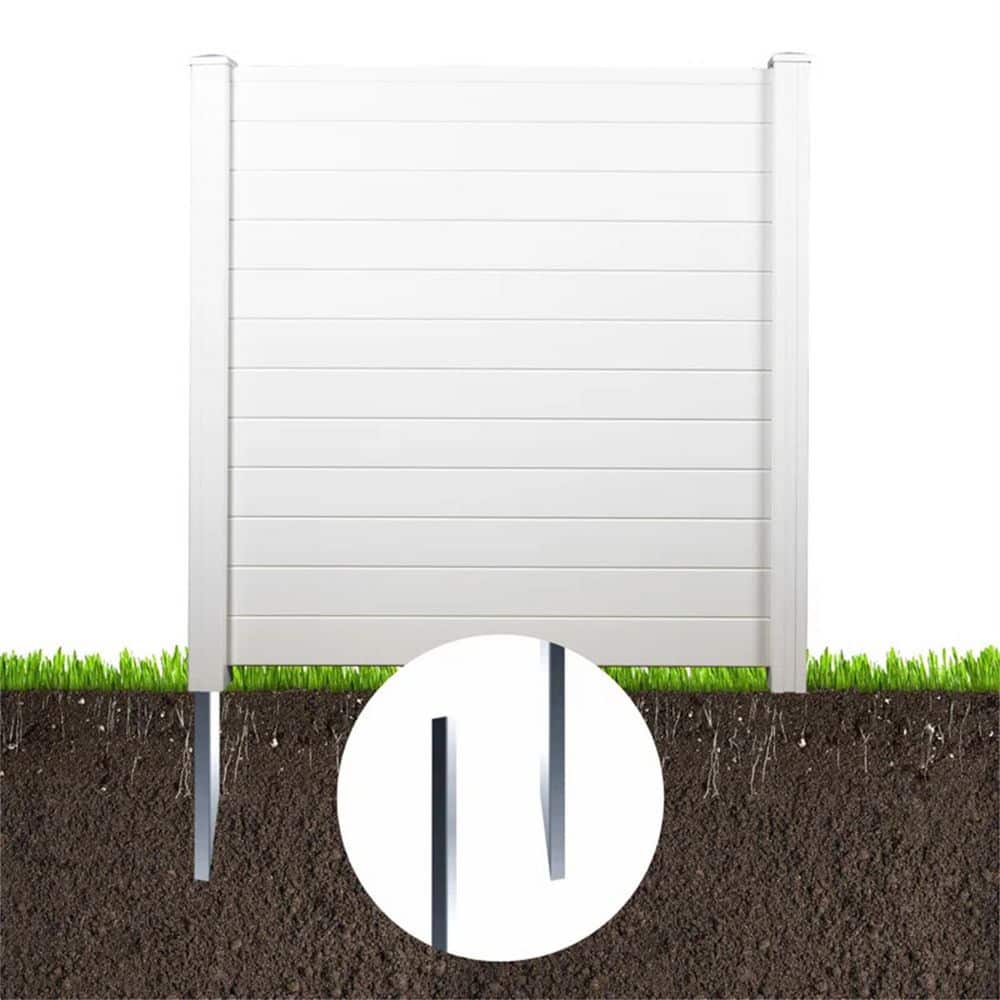 4ft x 4ft White Vinyl No-Dig Privacy Fence Panels