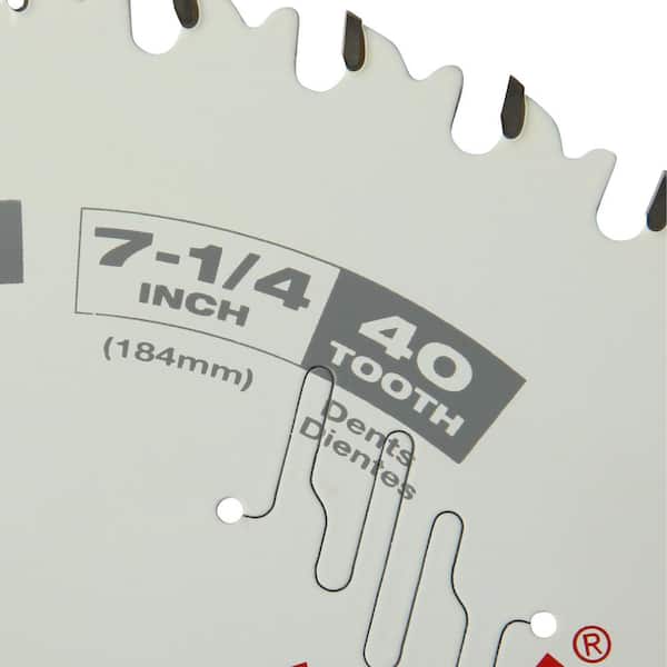 Milwaukee 7-1/4 in. x 40-Tooth Fine Finish Circular Saw Blade (2-Pack)  48-40-0726-48-40-0726 The Home Depot