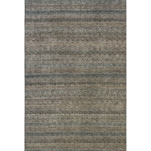 Mayfield Premium Machine Washable Abstract AMF2105 Chocolate 3 ft. x 5 ft. Area Rug