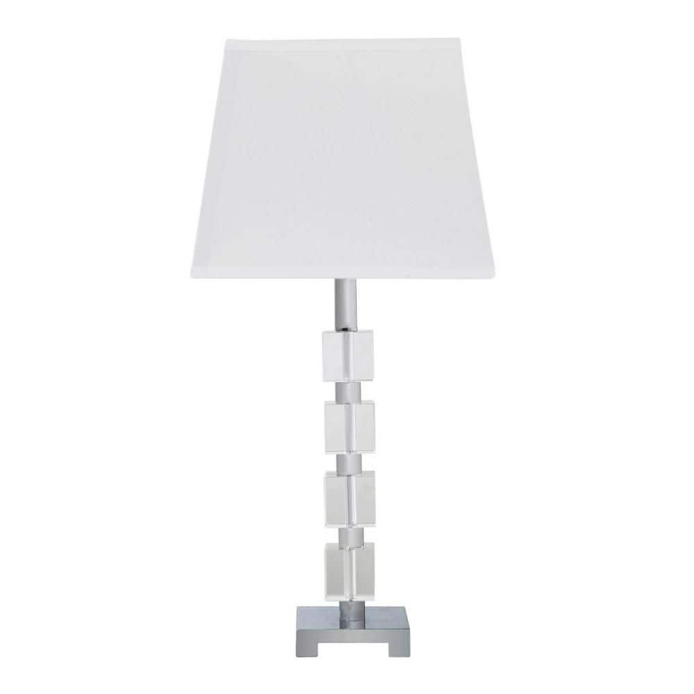 25 in. White Glam Crystal Cube Ice Table Lamp with Square Linen Shade, Elegant for Living Room and Entryway Decor price history on PriceWatchPro