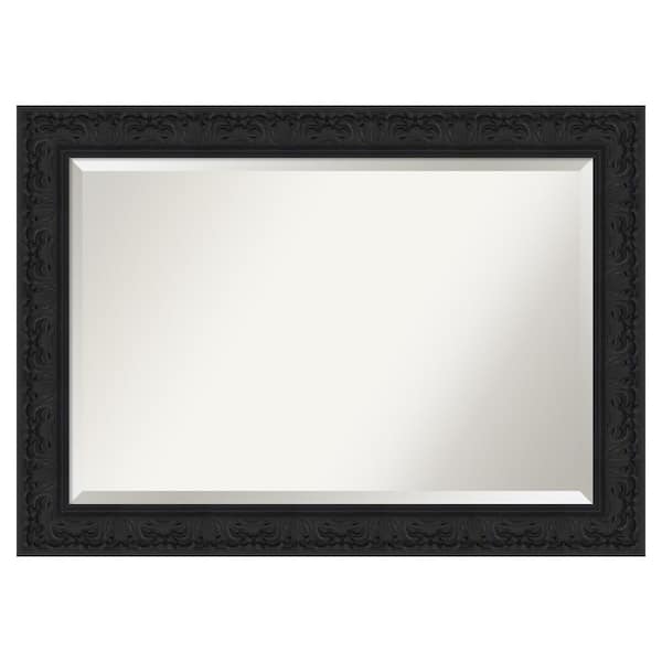 Luxe Black 42.75 in. x 30.75 in. Beveled Traditional Rectangle Framed Wall Mirror