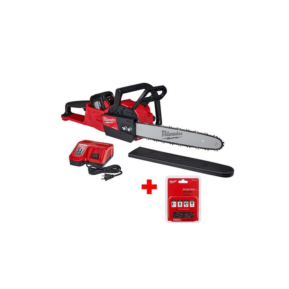 Milwaukee M18 FUEL 16 in. 18-Volt Lithium-Ion Brushless Battery Chainsaw Kit with 12.0Ah, 16 in. Hand Chainsaw -  2727-21HD-49-16