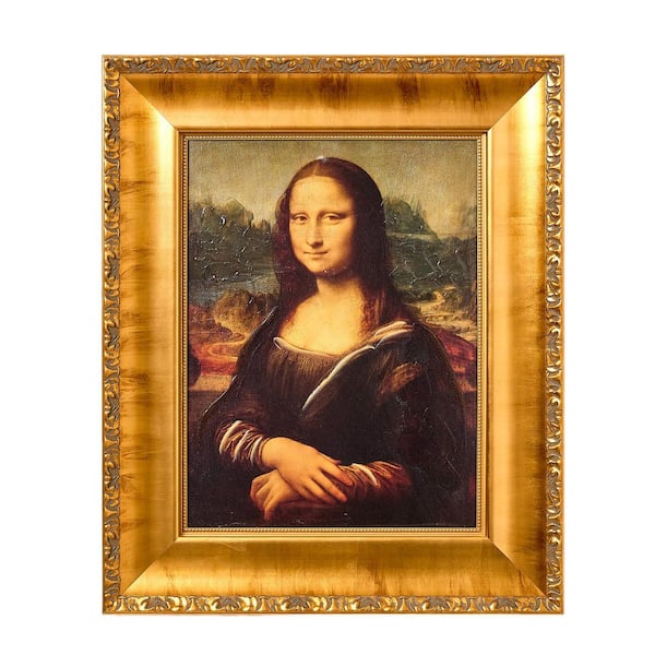 "Mona Lisa" by Leonardo da Vinci 1-Piece Ornate Frame Canvas Portrait Art Print 22.25 in. x 18.5 in.