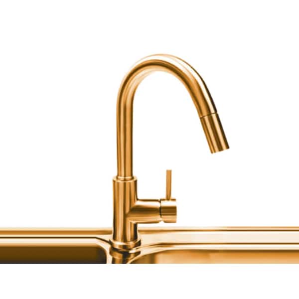 16 GAUGE SINKS Single Handle Deck Mounted Standard Kitchen Faucet with Deckplate Included in Gold