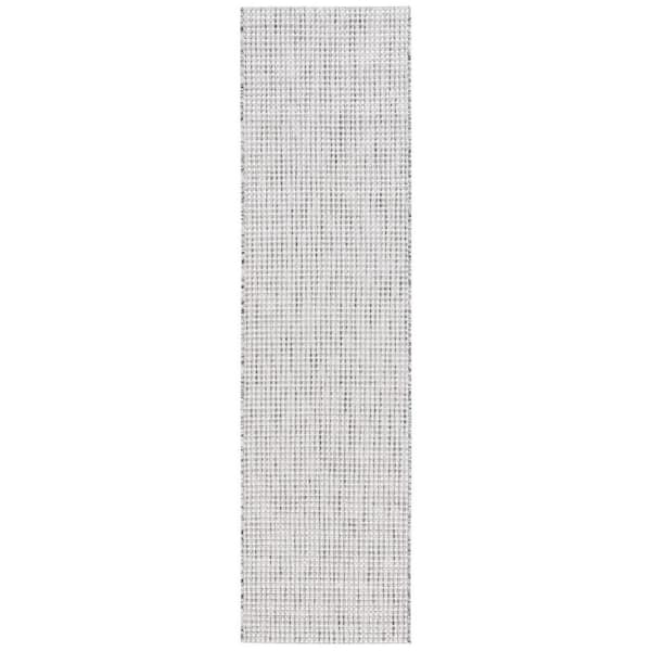 SAFAVIEH Courtyard Ivory/Dark Gray 2 ft. x 8 ft. Woven Geometric Indoor/Outdoor Runner Rug