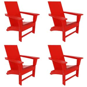 Shoreside Red Folding Adirondack Chair (Set of 4)