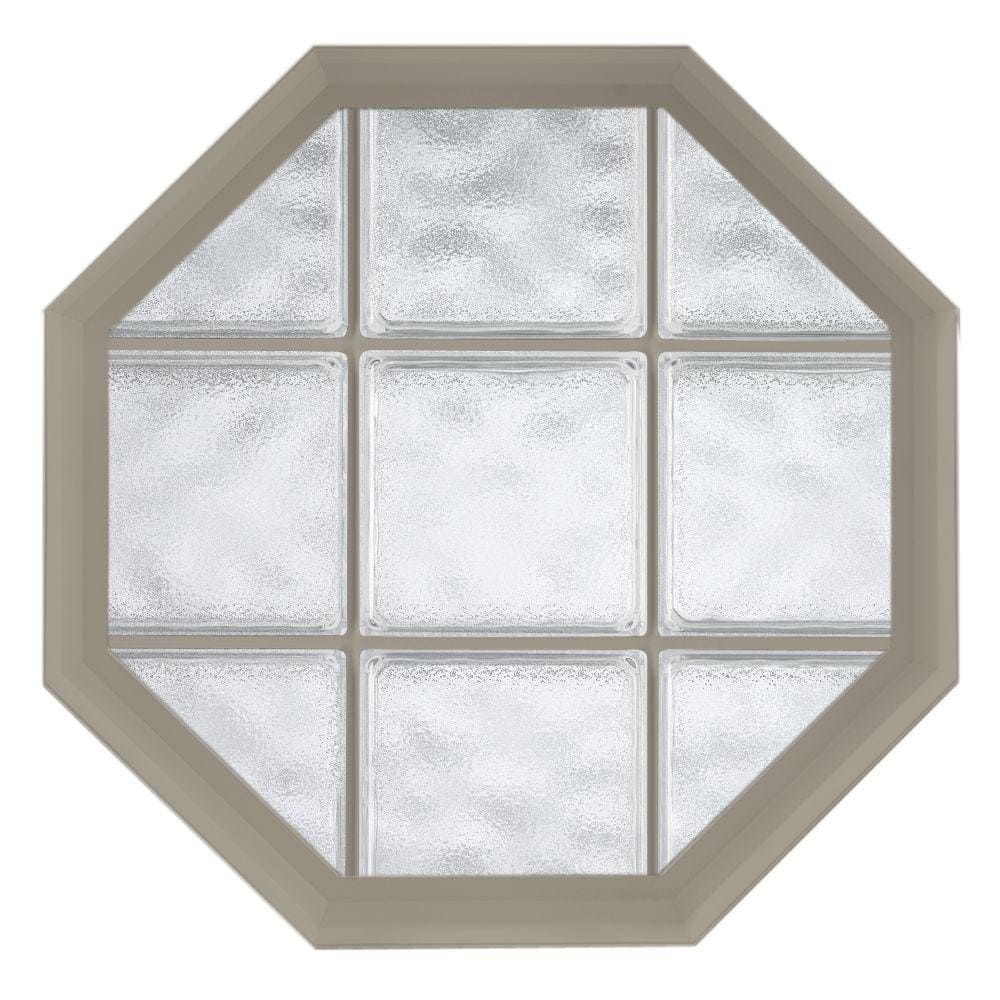 26 in. x 34 in. Acryilc Block Fixed Octagon Geometric Vinyl Window in Driftwood price history on PriceWatchPro
