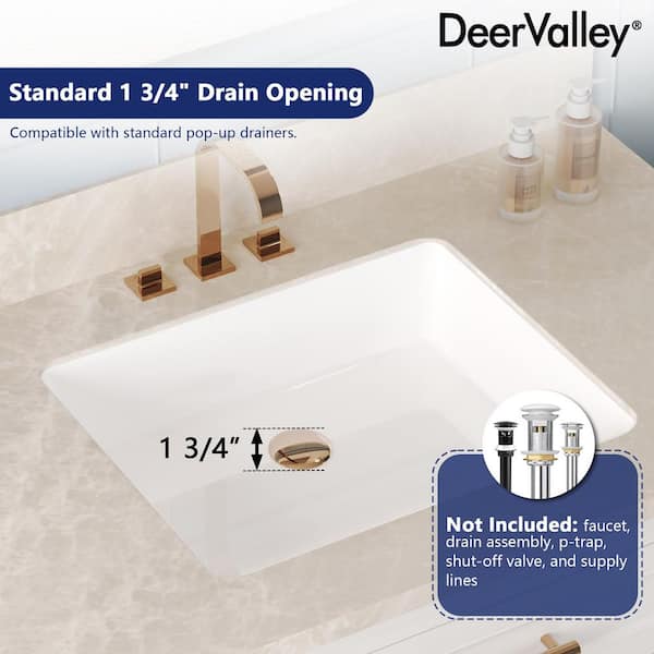 DEERVALLEY Ursa 19.72 in. Rectangular Undermount Bathroom