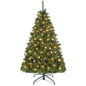 7.5 ft. Green Pre-Lit Artificial Christmas Tree with Warm White Lights