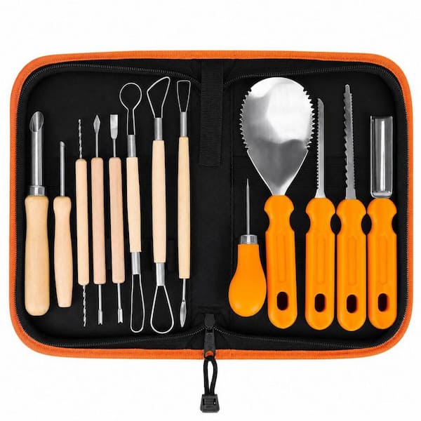 Stainless‑Steel Pumpkin Carving Tool, 13‑Pieces Sculpting Kit with Storage Bag for Halloween DIY Pumpkin Decorations