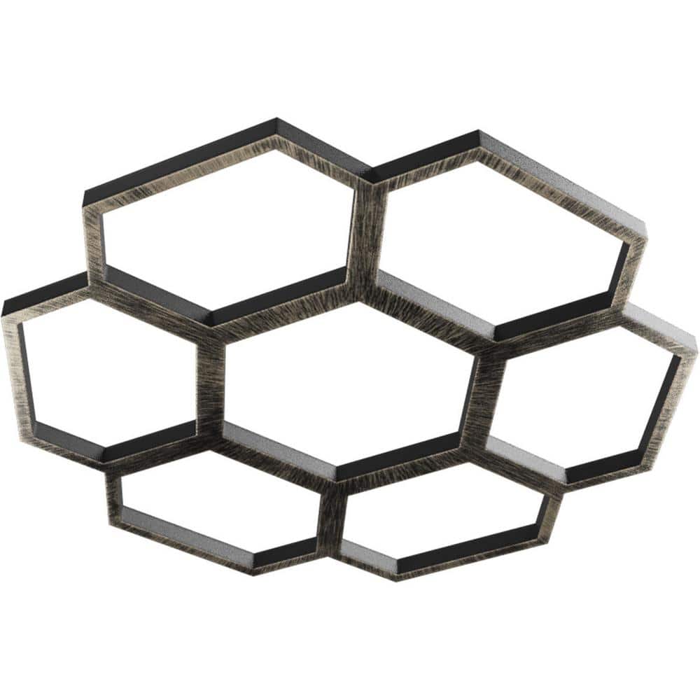 Antiqued Warm Silver Hexagonal PVC Ceiling Medallion