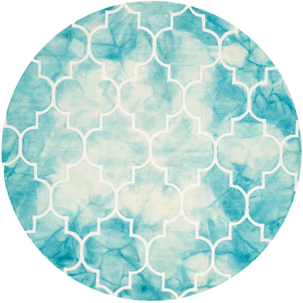 Dip Dye Turquoise/Ivory 7 Ft Round Area Rug X 7 Ft 