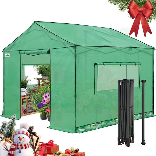 10 x 10 Portable Pop-Up Greenhouse, Walk-In Outdoor Garden Plant Greenhouse