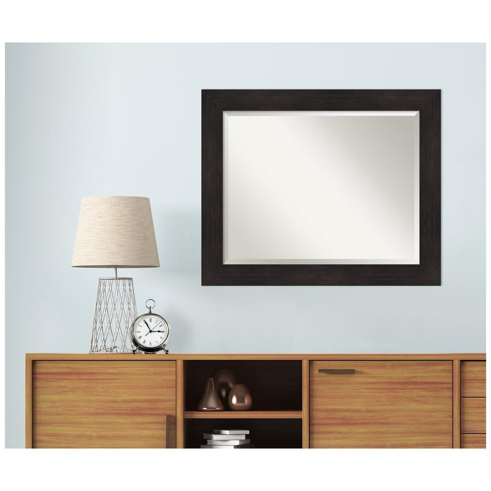 Espresso Brown Polystyrene Framed Vanity Mirror 33.5 x 27.5 Inches