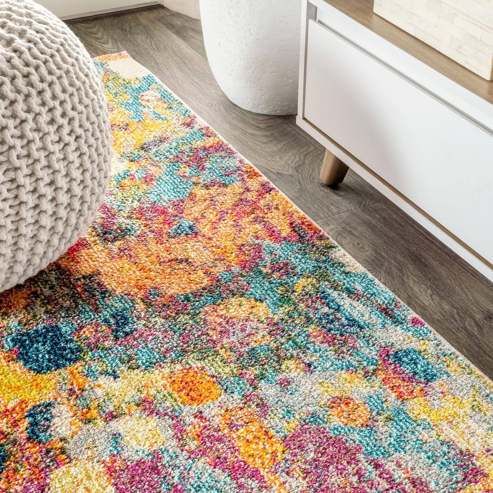Multi/Yellow Abstract Flat Woven Reversible Area Rug