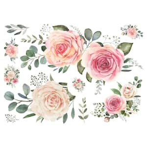 Pink Roses Peel And Stick Giant Wall Decals