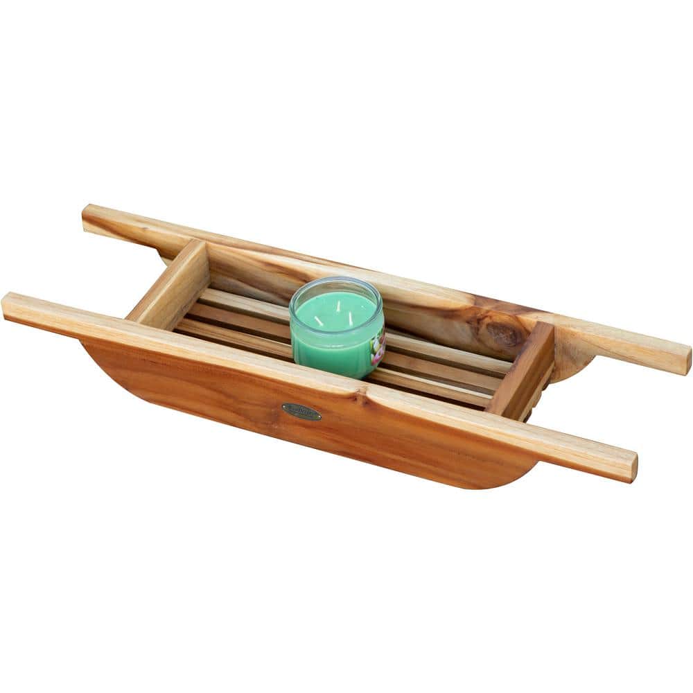 EcoDecors 29" Teak Wood Bath Caddy in EarthyTeak Finish