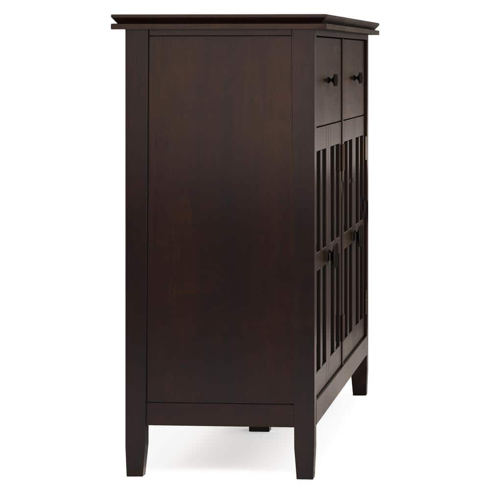 Artisan Dark Chestnut Brown Solid Wood 60" 4-Door Sideboard Buffet