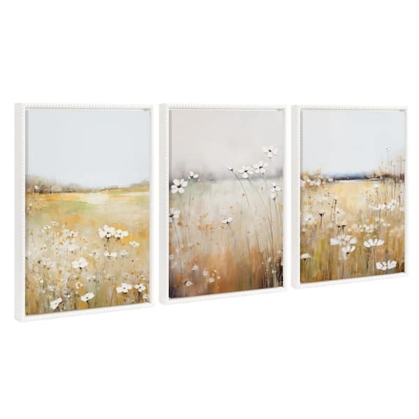 Kate and Laurel Sylvie Traditional Painterly Summer Meadows by the Creative Bunch Studio 3-Piece Framed Art Print 24 in. x 18 in.