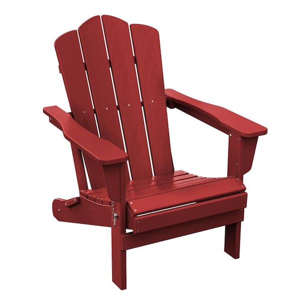 JEAREY HDPE Classic Dark Red Folding Plastic Adirondack Chair (1-Pack)