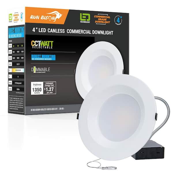 RUN BISON 4 in. CCT and Wattage Selectable New Construction or Remodel IC Rated Integrated LED Commercial Downlight
