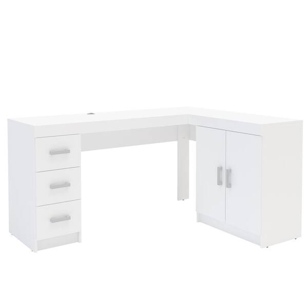  Mayne 60 in. White Corner Desk with Storage