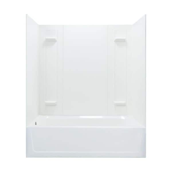 MUSTEE Durawall 60 in. L x 32 in. W x 72.75 in. H Rectangular Tub/ Shower Combo Unit in White with Left-Hand Drain