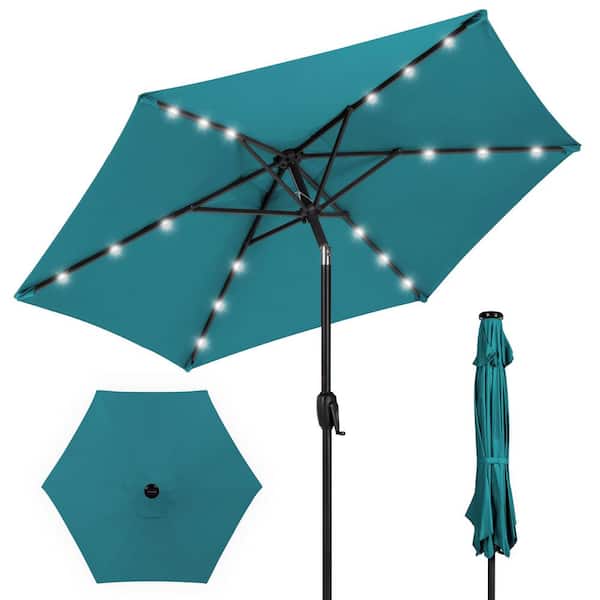 Best Choice Products Cerulean 7.5 ft. Outdoor Solar Patio Umbrella with Tilt, Crank and LED Lights