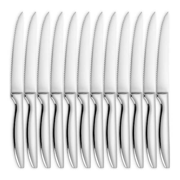 4.5 in. Silver Stainless Steel Partial Tang Serrated Steak Knife, Dishwasher Safe, (Set of 12)