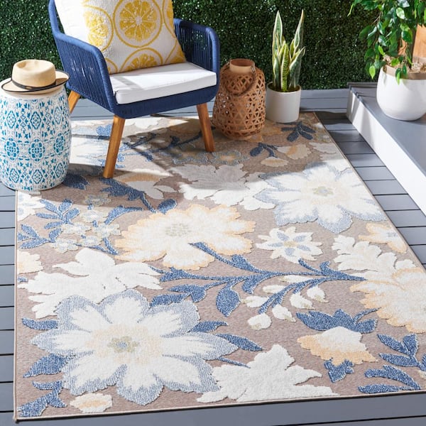 Sarasota Navy/Brown 4 ft. x 6 ft. Floral Area Rug