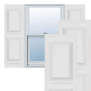 14-1/2 in. x 60 in. Lifetime Vinyl Custom 2 Equal Raised Panel Shutters Pair White