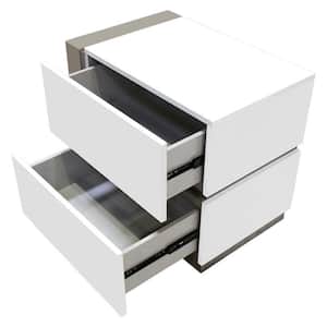 Seville 2-Drawer White Modern Nightstand Left Facing 22 in. H x 25 in. W x 17 in. D
