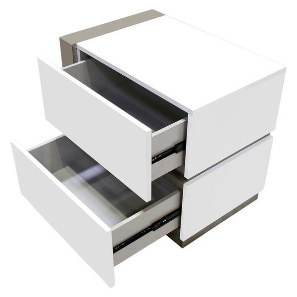 Best Furniture Seville 2-Drawer White Modern Nightstand Left Facing in. H in. W x 17 in. D SEVILN - The Home Depot