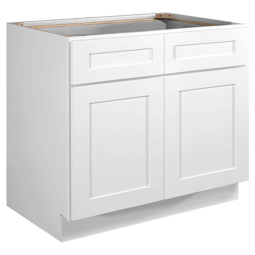 Brookings White Shaker Style Base Kitchen Cabinet with Drawers