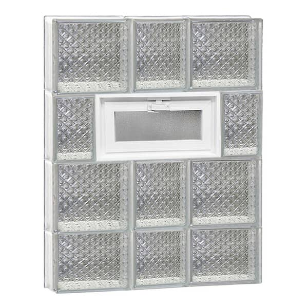 Clearly Secure 21.25 in. x 29 in. x 3.125 in. Frameless Diamond Pattern Vented Glass Block Window