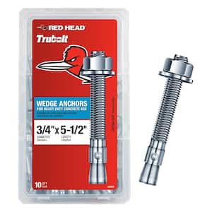 3/4 in. x 5-1/2 in. Steel Hex-Nut-Head Concrete Wedge Anchor (10-Pack)