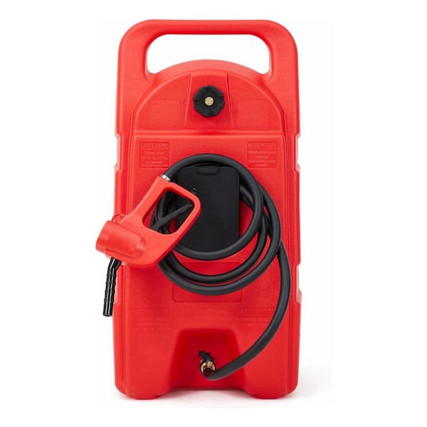 15 Gal. Portable Fuel Tank Container with Manual Transfer Pump & 7 ft. Hose, HDPE Gasoline Can with Wheels