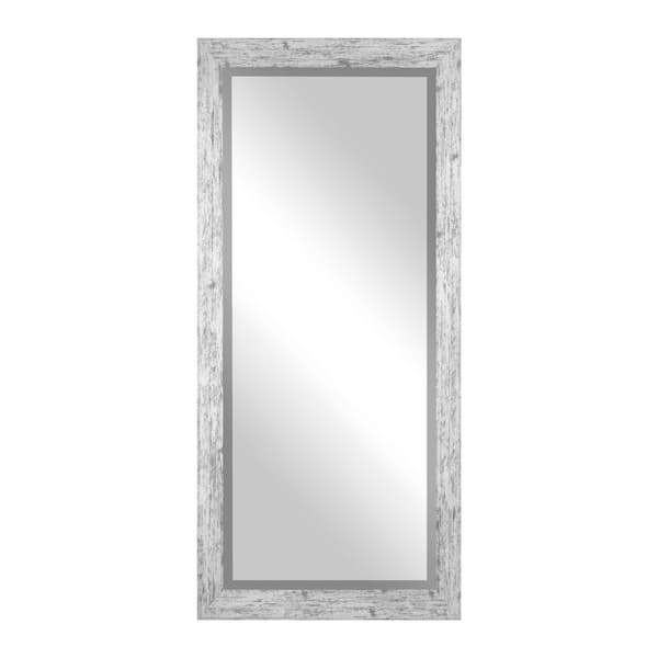 Rayne Mirrors Large Beveled (65.5 in. W x 32 in. H) Weathered White Rectangle Mirror