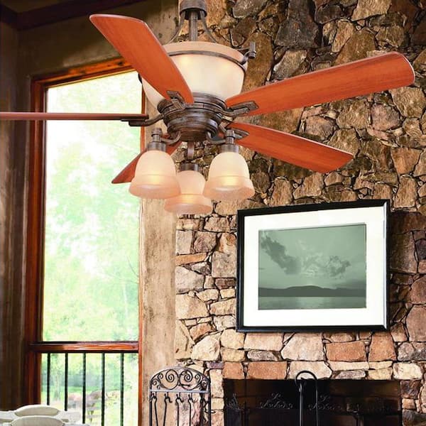 Indoor Iron Oxide Ceiling Fan, Hampton Bay Ceiling Fan With Uplight And Downlight