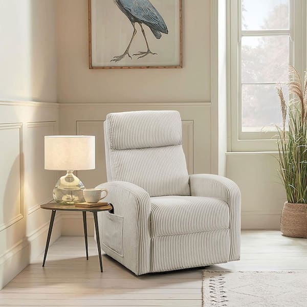 Gutrie Beige Corduroy Power Lift Recliner