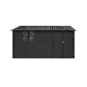 12 ft. W x 10 ft. D Black Metal Shed with Window (120 sq. ft.)