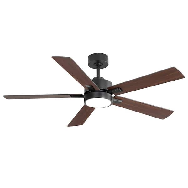Larrisa 52 in. Indoor Black Ceiling Fan with Integrated LED Light with Remote Control Included