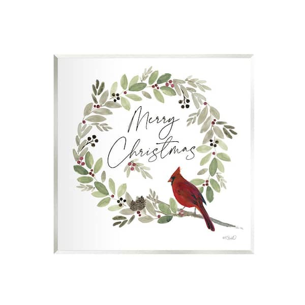 Stupell Industries Merry Christmas Cardinal by Kate Sherrill 1 Piece Unframed Graphic Print Nature Poster Art Print 12 in. x 12 in.