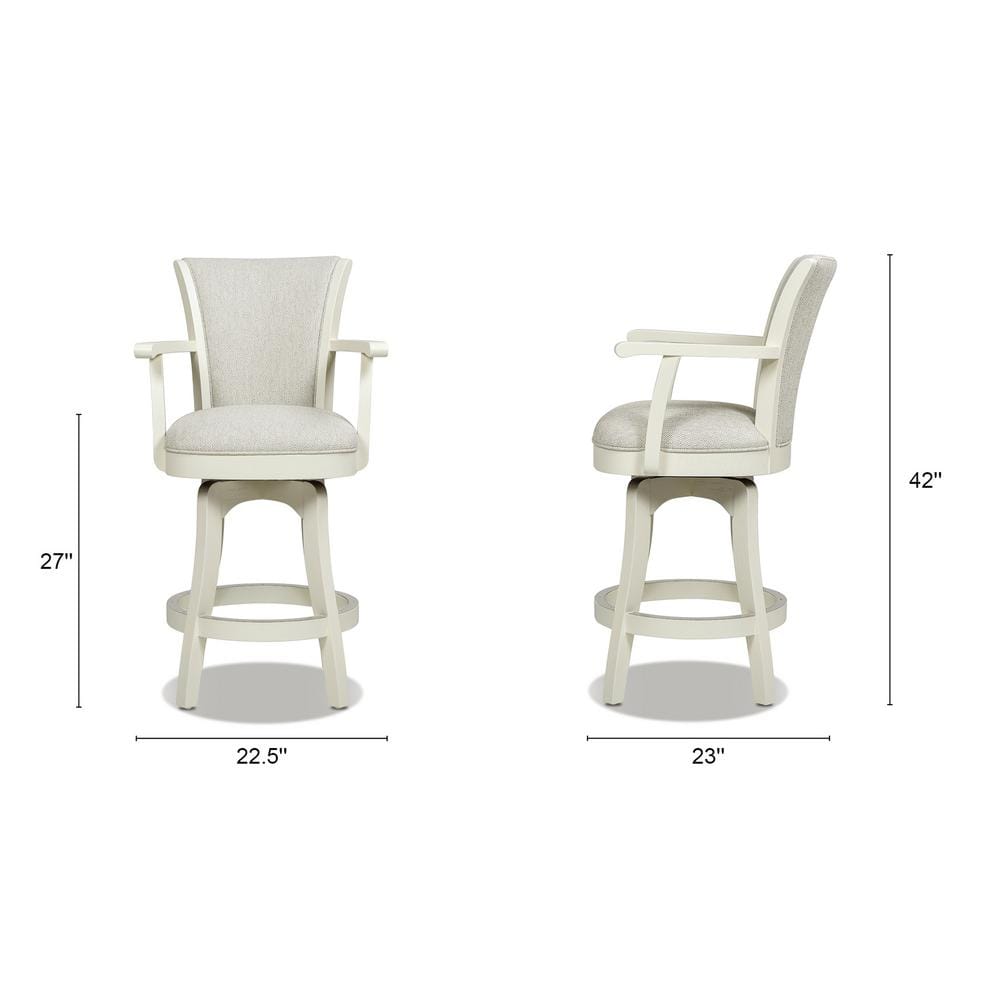 Williams 27" White Pepper Oak Wood Swivel Counter Stool