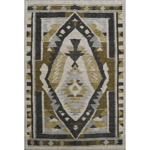 Mayfield Premium Machine Washable Abstract AMF1916 Chocolate 9 ft. x 12 ft. Area Rug