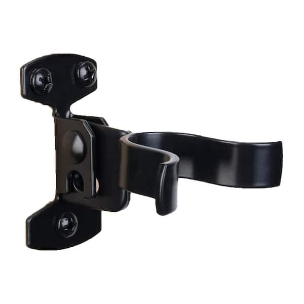 Unbranded Flat Back Wall Mount Chain Link Fork Latch with Padlock Hole Black Steel Gate Hardware with Screws for Outdoor Gates