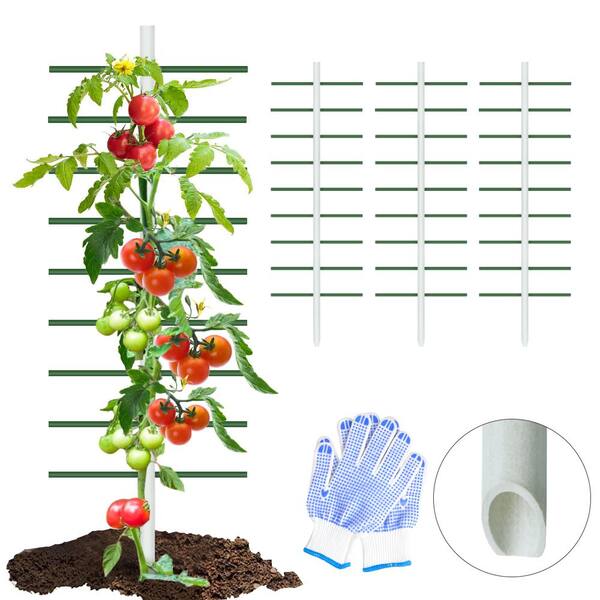 Ecostake 6 ft. H White Round Tube Climbing Frame Trellis Kit (3Pack