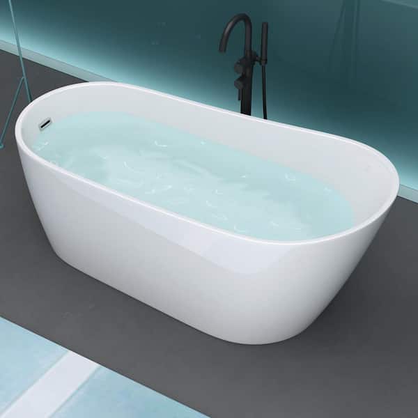 TOOLKISS 67 in. Acrylic Flatbottom Single Slipper Widen Bathtub in Ivory