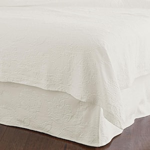 Putnam Matelasse 14 in. Ivory Cotton Full Bed Skirt