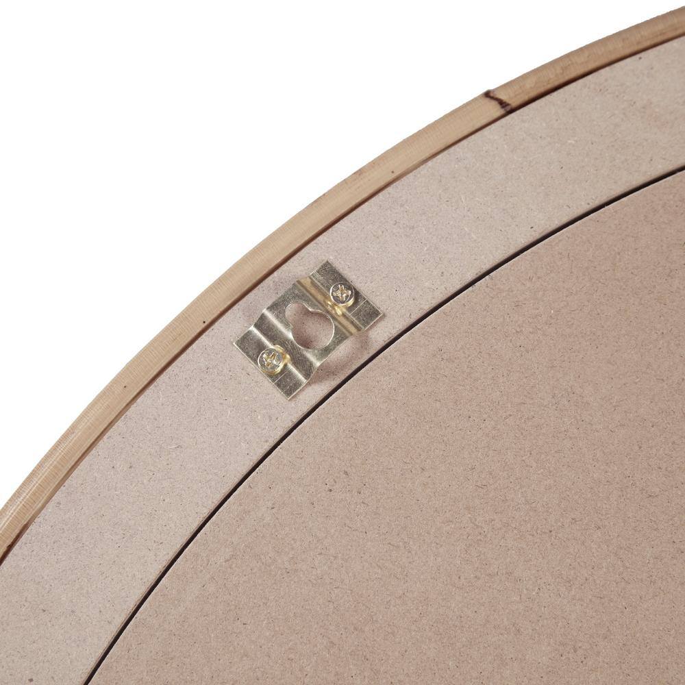 Natural Rattan Round Wall Mirror with Gold Finish